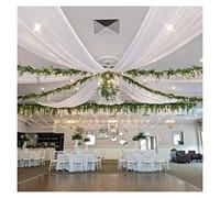 Chiffon Ceiling Drapes 6 Panels 5ftx20ft Long White Vaulted Draping Fabric DIY Wedding Drapery Sheer Swag Drapes Curtains