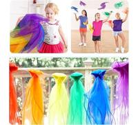 Chiffon Cloths - Pack of 12 60 x 60 cm Square Colourful Juggling Towels Silk Scarves Baby Swing Cloth Colourful Cloths Children for Dancing, Juggling, Sensory, Dance Towels