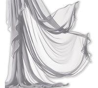 Chiffon Fabric | 5 Yards Continuous | 60" Wide | Wedding Decoration, DIY Decoration, Sheer, Drapery, Solid by Barcelonetta (Light Grey)
