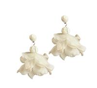 Chiffon Flower Earrings, With Bohemian Summer Elegance, 9x5x2cm, Bohemian Drop Earrings, Statement Flower Ear-Rings, Exquisite Floral Design, For Women Girls Ladies Wives Brides Use