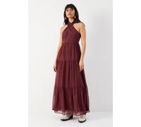 Chiffon Halter Tier Maxi Dress Warehouse Chocolate 10