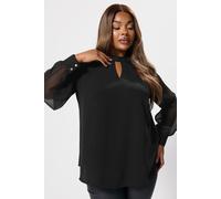 Chiffon Keyhole Blouse Yours Black 18