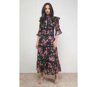 Chiffon Lace Insert Midi Dress Oasis Floral 10
