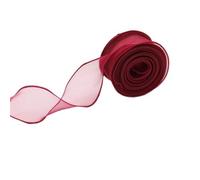 Chiffon Ribbon 10Yards/Roll Chiffon Silk Ribbon Organza Satin for DIY Craft Gift Wrapping Decoration Wedding Bouquets Wreath Sewing Supplies for Wrapping Floral Bouquet(Red)