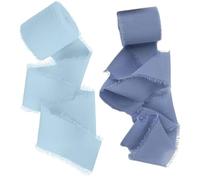 Chiffon Ribbon Blush Pink Rolls for Wedding Invitations, Bridal Bouquets, Wrapping & DIY Crafts (Blue Series)