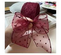Chiffon Ribbon W:5cm Solid Color Dot Seersucker Gauze Lace Band DIY Hair Bow,Wedding Party Gift Bouquet Decoration,Handmade Craft Trim Material for Wrapping Floral Bouquet(Claret-Red,10 Meters)