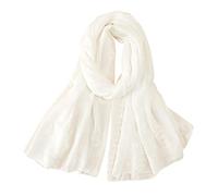 Chiffon Scarf Thin Long Embroidered Scarf Linen Fashion Women Plain Cotton And Scarf Thick Scarf Men Lightweight Scarfs for Women Summer (White, One Size)