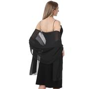 Chiffon Shawls and Wraps for Evening Dresses Women Elegant Soft Scarf Bridal Scarve Wedding Stole, Black, Plus Size