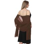 Chiffon Shawls and Wraps for Evening Dresses Women Elegant Soft Scarf Bridal Scarve Wedding Stole, Brown, Plus Size