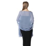 Chiffon Shawls and Wraps for Evening Dresses Women Elegant Soft Scarf Bridal Scarve Wedding Stole, Dusty Blue, Plus Size