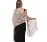 Chiffon Shawls and Wraps for Evening Dresses Women Elegant Soft Scarf Bridal Scarve Wedding Stole, Khaki, Plus Size