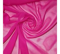 Chiffon Sheer Fabric - Plain & Printed Crepe Polyester Woven Material for Dresses, Wedding, Arch Decor - 45" (112 cm) Wide, Sold in 1 Meter Pre-Cut Lengths (Hot Pink)