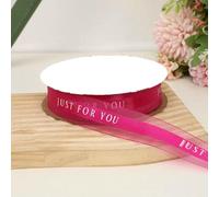 Chiffon Silk Ribbon English Letter Just Four You Colored Birthday Cake Flower Packaging Headwear Decoration Ribbon-Style 10 Width 25mm-5 Yards