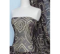 Chiffon Soft Touch Sheer Fabric | Printed Dressmaking Sarong/Kimono Fabric | Sold by The Metre | by Tia Knight (Brown Geometric, Q754 BR)