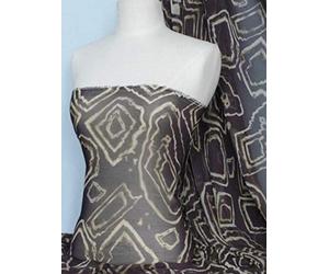 Chiffon Soft Touch Sheer Fabric | Printed Dressmaking Sarong/Kimono Fabric | Sold by The Metre | by Tia Knight (Brown Geometric, Q754 BR)