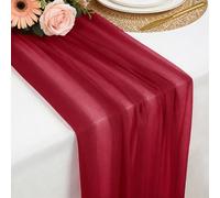 Chiffon Table Runner Burgundy Red, 77 x 300 cm Soft and Comfortable Table Runner for Boho Wedding, Party, Baptism Decor, Baby Shower, Bridal Shower Kitchen Table Decoration