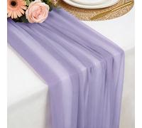 Chiffon Table Runner Light Purple, 77 x 300 cm Soft and Comfortable Table Runner for Boho Wedding, Party, Baptism Decor, Baby Shower, Bridal Shower Kitchen Table Decoration