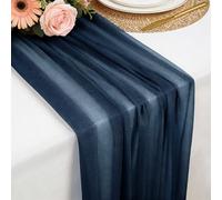 Chiffon Table Runner Navy Blue, 77 x 300 cm Soft and Comfortable Table Runner for Boho Wedding, Party, Baptism Decor, Baby Shower, Bridal Shower Kitchen Table Decoration