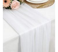 Chiffon Table Runner White, 77 x 300 cm Soft and Comfortable Table Runner for Boho Wedding, Party, Baptism Decor, Baby Shower, Bridal Shower Kitchen Table Decoration