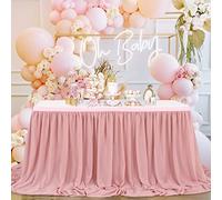 Chiffon Table Skirt Dusty Rose 9ft Sheer Tablecloth for Wedding Sweetheart Table Party Table Decoration Rectangle Tables or Round Tables