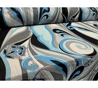 Chiffon Yoryu Woven Lightweight Dress Fabric, per metre - Floral Swirl Print - Turquoise & Grey