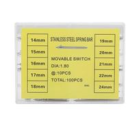 Chiffonade Quick Release Spring Bars 1.5/1.8mm Diameter Professional 14-24mm Size Watch Strap Spring Bar Clock Repair Tools, Silver, 1.5