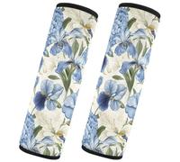 CHIFIGNO 2 Pack Seat Belt Covers Blue Hydrangea White Iris Flowers Car Seat Strap Pads Soft Car Seat Shoulder Strap Pads for Adults and Children