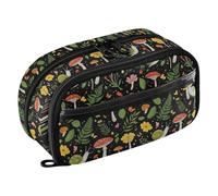 CHIFIGNO Big Pencil Box Cute Snail Mushroom Black Colored Pencil Bag with PVC Window Water-Resistant Large Capacity Aesthetic Pen Organizer for School Office Travel College