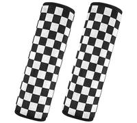 CHIFIGNO Black and White Checkered Car Seat Belt Covers 2Pcs Fashion Seat Belt Cushion Cover Seat Belt Shoulder Pad for Car Bag, M