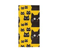 CHIFIGNO Black Cat on Yellow Hand Towel Soft Thin Guest Towel Decorative Hand Towel Multipurpose for Bathroom, Gym, Spa, Workout 30"x 15"