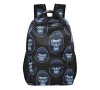 CHIFIGNO Blue Gorilla Black Kids Backpack for School Girls Teens Boys Bookbag College Backpack, Small