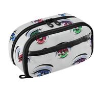 CHIFIGNO Colorful Anime Eyes White Large Capacity Pencil Pouch Aesthetic Pencil Case Water-Resistant Colored Pen Box with PVC Window for Kids Boys Teen Adults