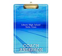 CHIFIGNO Custom Clipboard A4 Letter Size Swim Team Coach Clip Boards with Low Profile Metal Clip Swim Coach Gifts 9'' x 12.5''