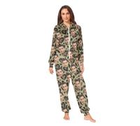 CHIFIGNO Custom Onesie Pajamas with Face Photo Funny Personalized Valentine's Day Hooded Jumpsuit for Women Men Pjs Sleepwear, Camouflage Green Hearts, Medium