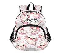 CHIFIGNO Custom Toddler Backpack for Girls Boys with Name, Personalized Travel Book Bag Back to School, Cute Cartoon Axolotls, M, Cute