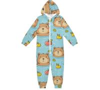CHIFIGNO Cute Capybara Unisex Kids Onesie Party Cosplay Costume Comfy One Pieces Jumpsuits for Autumn Winter, 7-8 Years