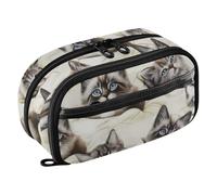 CHIFIGNO Cute Cats Cream Large Capacity Pencil Box Aesthetic Pencil Bag Water-Resistant Colored Stationery Bag with PVC Window for Girls Kids Boys Adults