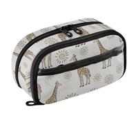 CHIFIGNO Cute Giraffe Cream Big Pencil Pouch Aesthetic Pencil Bag Water-Resistant Colored Stationery Organizer with PVC Window for Boys Teen Kids Adults