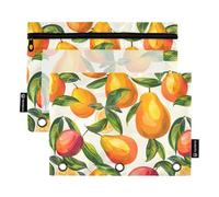 CHIFIGNO Cute Mangoes and Green Leaves 3 Ring Binder Pencil Pouch Pencil Pouches with Clear Window Cosmetic Bags Back to School Supplies 2 Pack