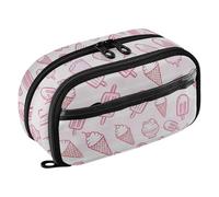 CHIFIGNO Cute Pink Ice Cream Pencil Pouch Colored Pencil Bag Water-Resistant Large Capacity Pen Pouch with PVC Window for Kids Teen Girls Adults