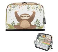 CHIFIGNO Cute Sloth Funny Standing Pencil Case Pouch Large Capacity Pencil Pouch Zipper Makeup Cosmetics Bag Stationery Supplies for Adults Teen Boys Girls