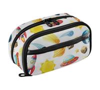 CHIFIGNO Cute Space Planets White Pencil Pouch Large Capacity Pencil Case Water-Resistant Aesthetic Stationery Bag with PVC Window for School Teen Boys Kids Men Women