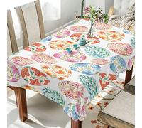 CHIFIGNO Easter Watercolor Eggs Table Cloths 60 x 60 Inch, Polyester Table Cloth Table Cover for Party Picnic Dinner Decor