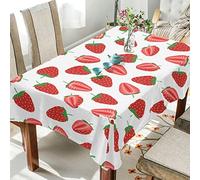 CHIFIGNO Fresh Red Strawberry Tablecloths Table Covers Table Cloth Rectangle for Kitchen Dining Room Party Home Decoration, 60 x 120 Inch