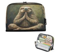 CHIFIGNO Funny Sloth Large Pencil Case Organizer Standing Pencil Pouch with Zipper Pen Case Stationery Supplies for College Teen Boys Girls