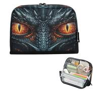 CHIFIGNO Giant Evil Dragon Eyes Large Capacity Pencil Case Organizer Standing Pencil Pouch with Zipper Makeup Cosmetics Bag Back to School Supplies for Teen Students Boys Girls