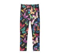 CHIFIGNO Girls Leggings Yoga Leggings Pants Dance Tights Trousers Leggings for Kids, Colorful Butterflies, 7-8 Years