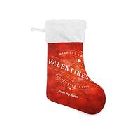 CHIFIGNO Happy Valentines Day Stocking Decorations Christmas Stocking 12" x18" Plush Faux Fur Cuff Fireplace Hanging Stockings for Family Holiday Party Season Decorations 1 Pack
