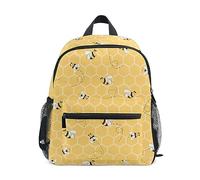 CHIFIGNO Kids Backpacks Funny Preschool Bag Cute Backpack for Girls Boys Kindergarten Elementary Junior Primary, Yellow Bees on Honey Honeycombs, M, Travel Backpacks