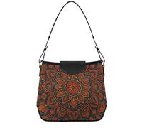 CHIFIGNO Ladies Medium Size Handbag with Top Zip, Durable PU Leather Women's Tote Bag, Work Shoulder Handbags Mandala Paisley Floral Red